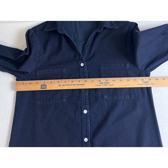 Zilcremo Women's Long Sleeve Denim Shirt Dress Dark Wash Frayed Hem Size M - Picture 7 of 11
